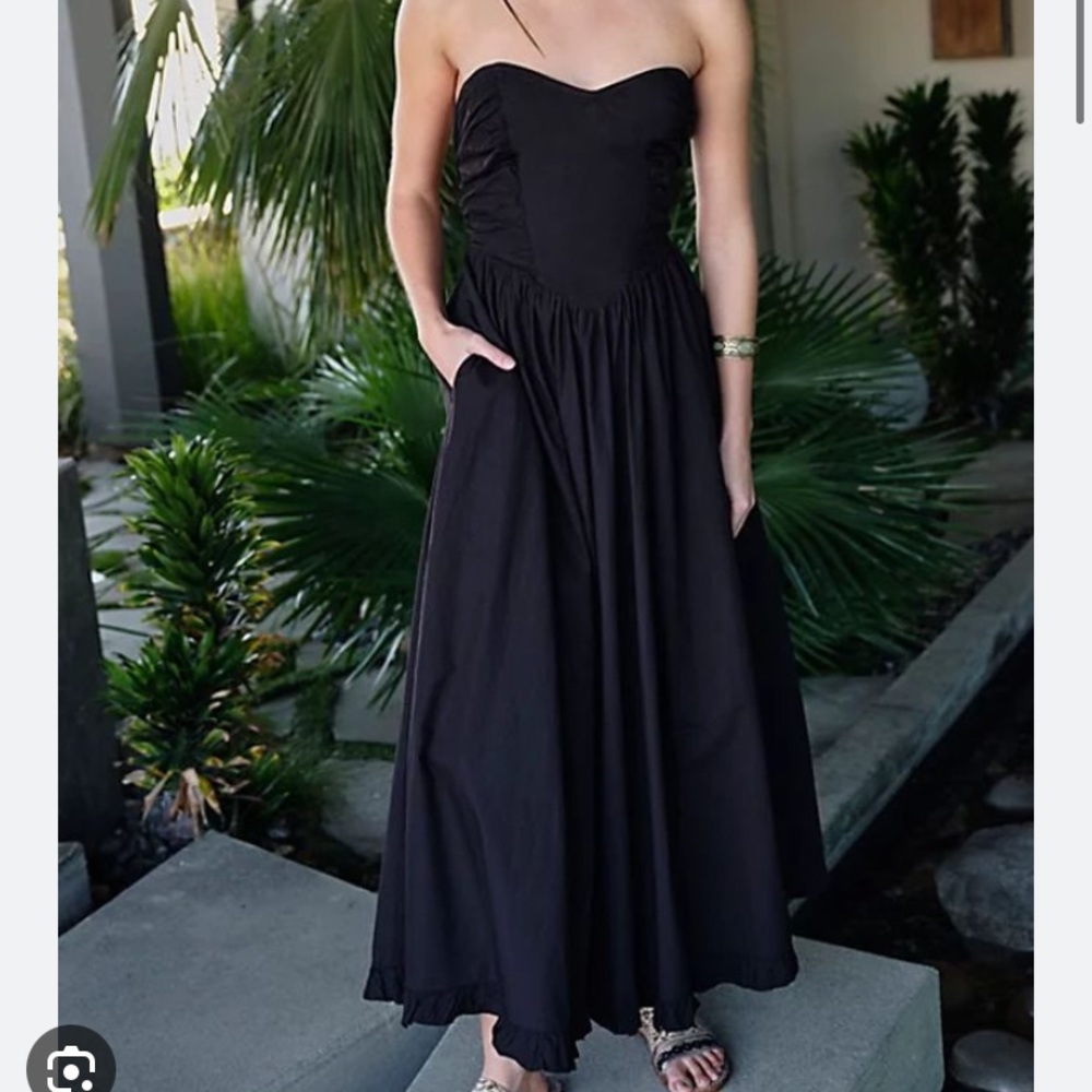 Free people black cohen poplin midi dress NWOT